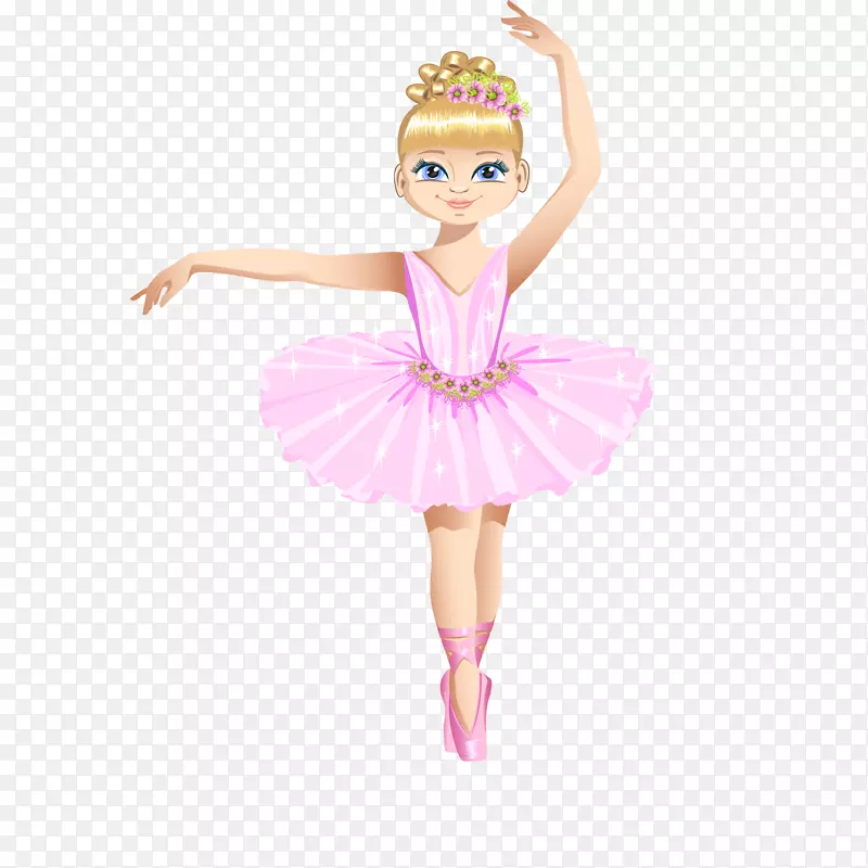 粉色裙装芭蕾舞女孩矢量