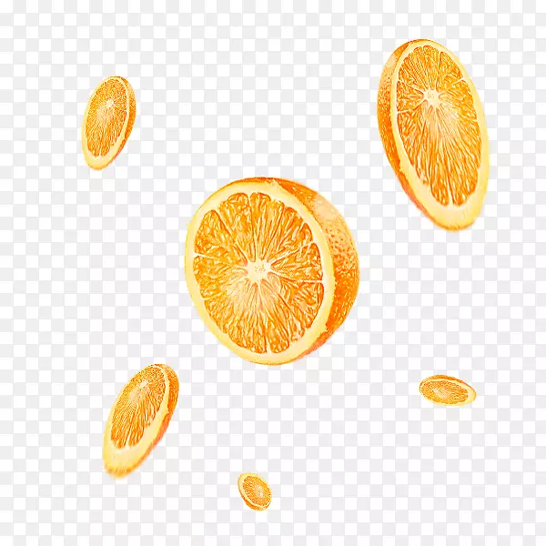 橙色简约橙子漂浮素材