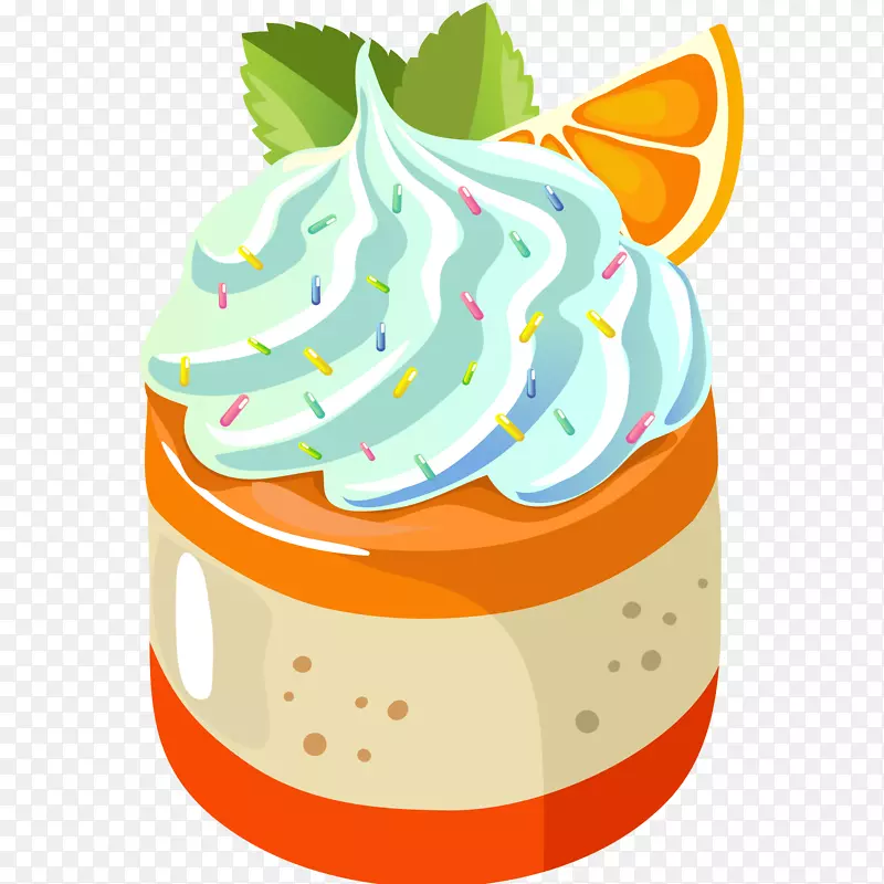 香橙味冰淇淋矢量插画