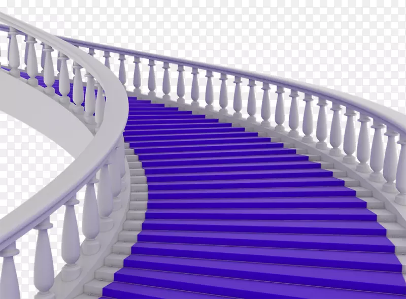 白色楼梯紫色地毯免抠素材