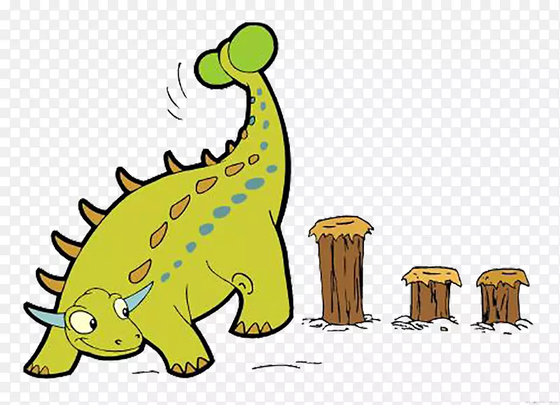 卡通 恐龙 木桩