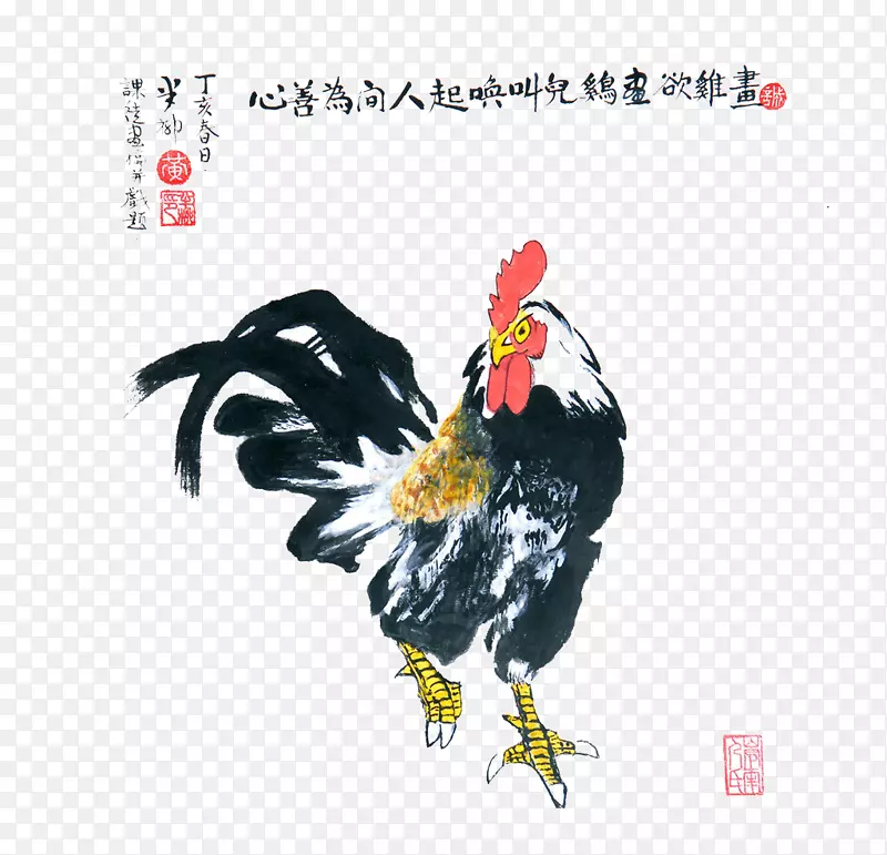 中国风水墨画大公鸡
