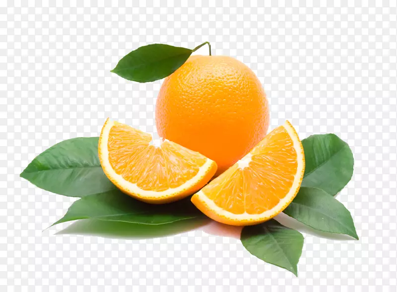 树叶上的甜橙