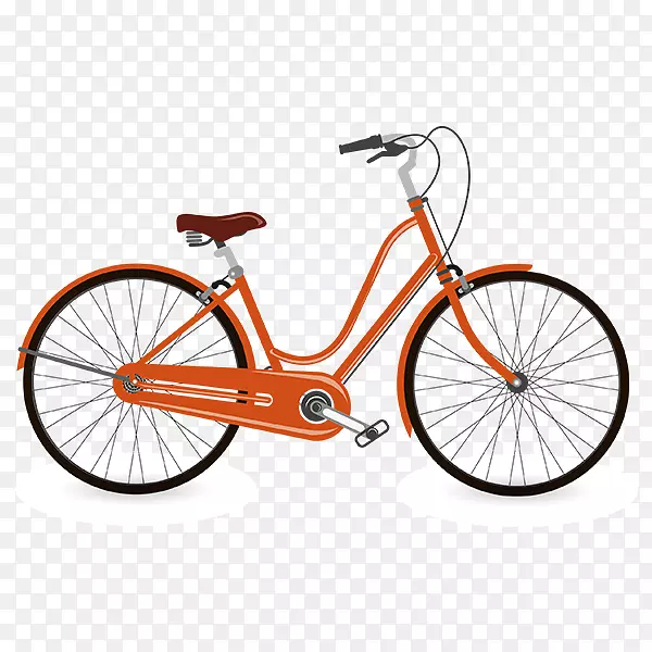 橙色自行车卡通元素