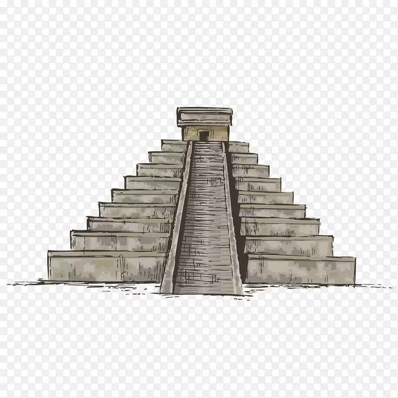 一座手绘的玛雅金字塔