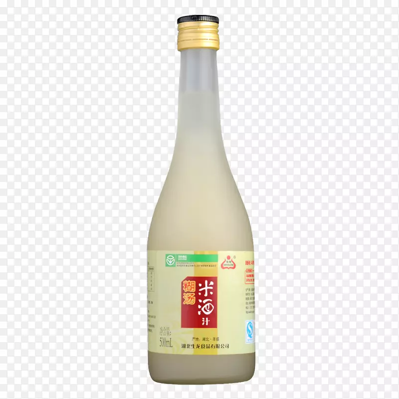灰白色瓶装实物米酒
