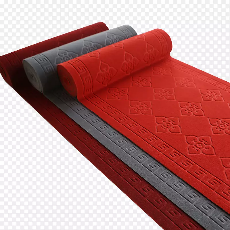 卷起的3种颜色的地毯