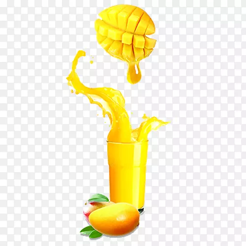 黄色简约装饰芒果汁设计图
