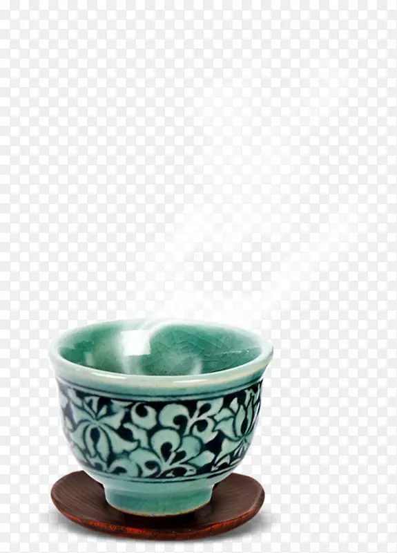 陶瓷茶杯热气烟雾装饰图案