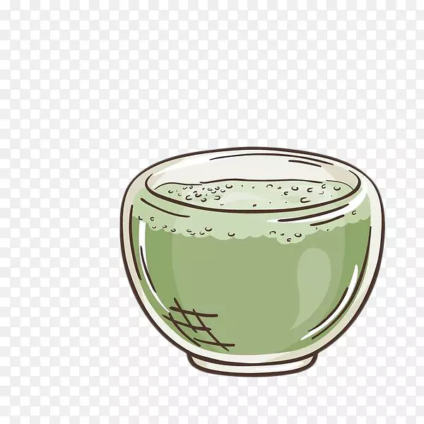 手绘绿色茶水