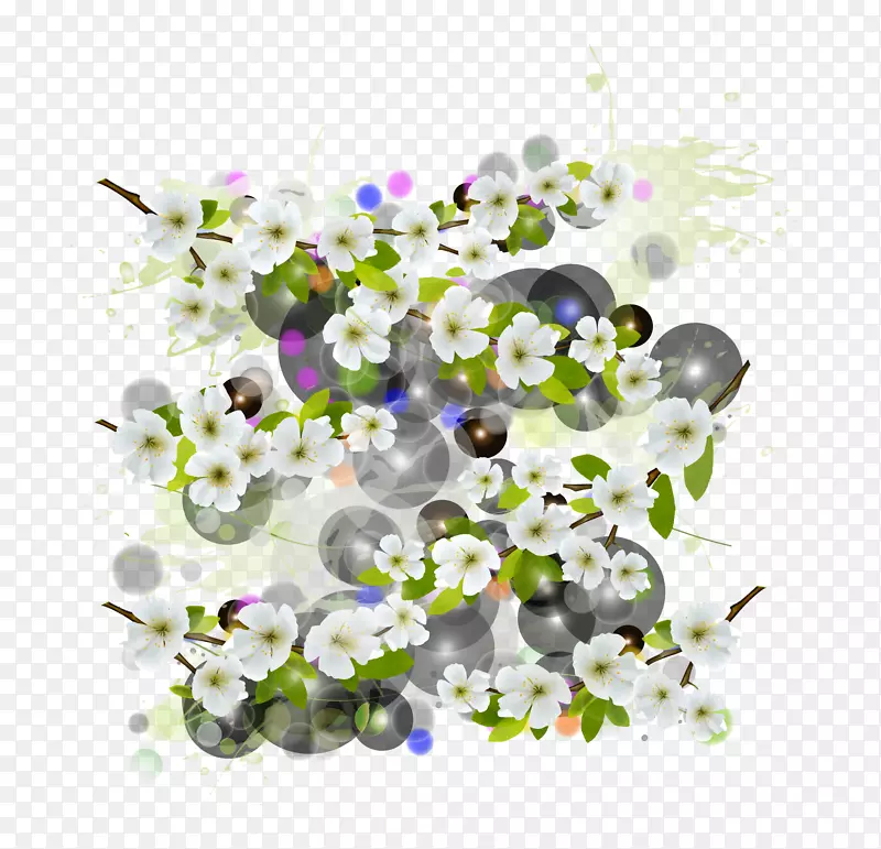 白色花枝装饰图案