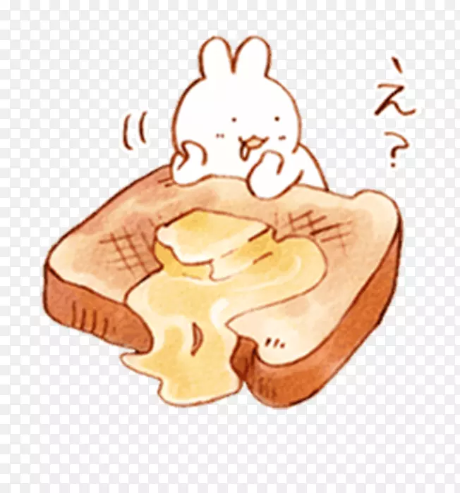 看着牛油面包的吃货兔子