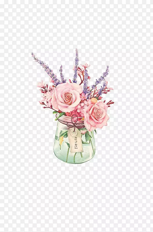 唯美玻璃花瓶和花
