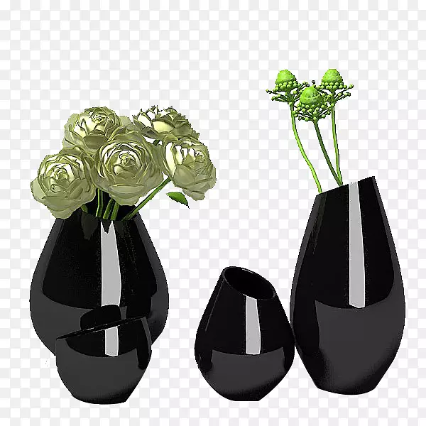 四个黑色花瓶