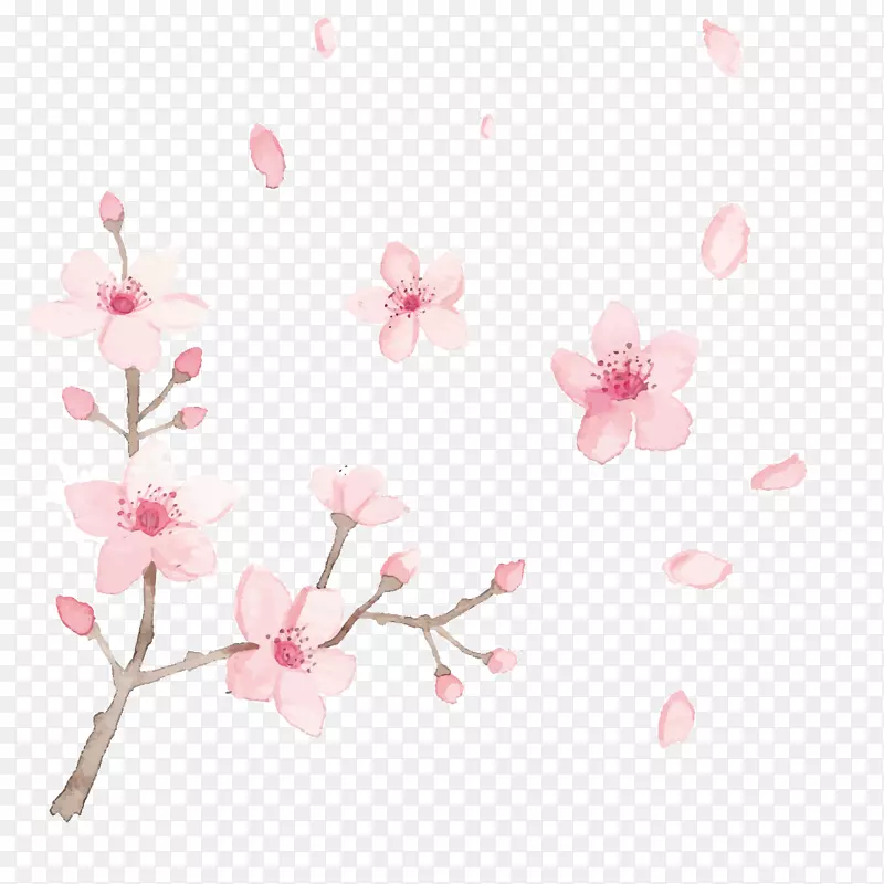 粉色桃花花瓣矢量图