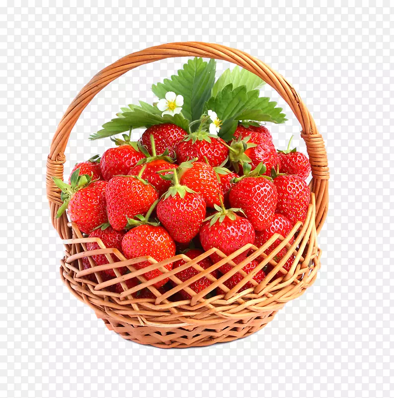 一篮新鲜草莓免抠素材
