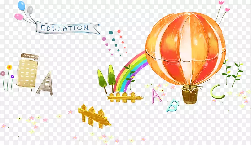 卡通彩色热气球