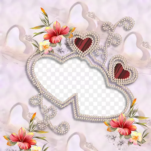浪漫珍珠相框素材