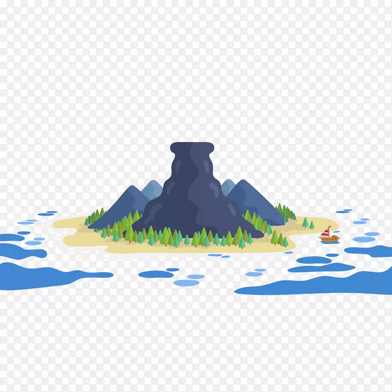 创意海岛火山风景矢量