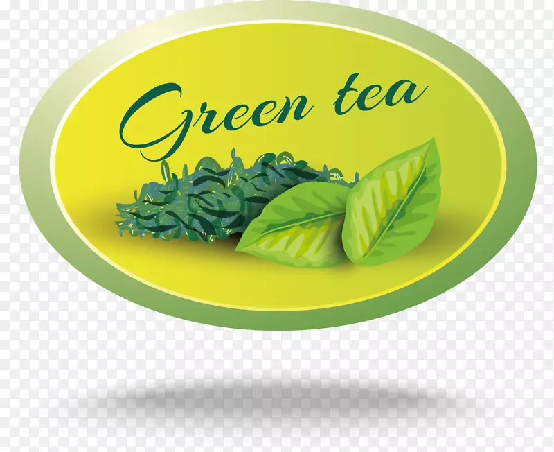 椭圆绿茶卡通图标