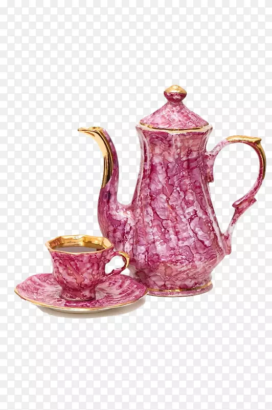 高雅现代粉色瓷器茶壶下午茶免扣