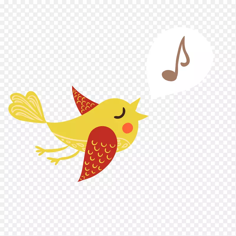 卡通唱歌的小鸟设计
