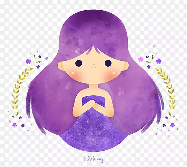 紫色裙子长发女孩