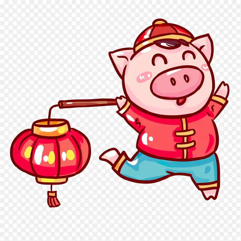 2019猪年彩绘猪提灯笼过新年