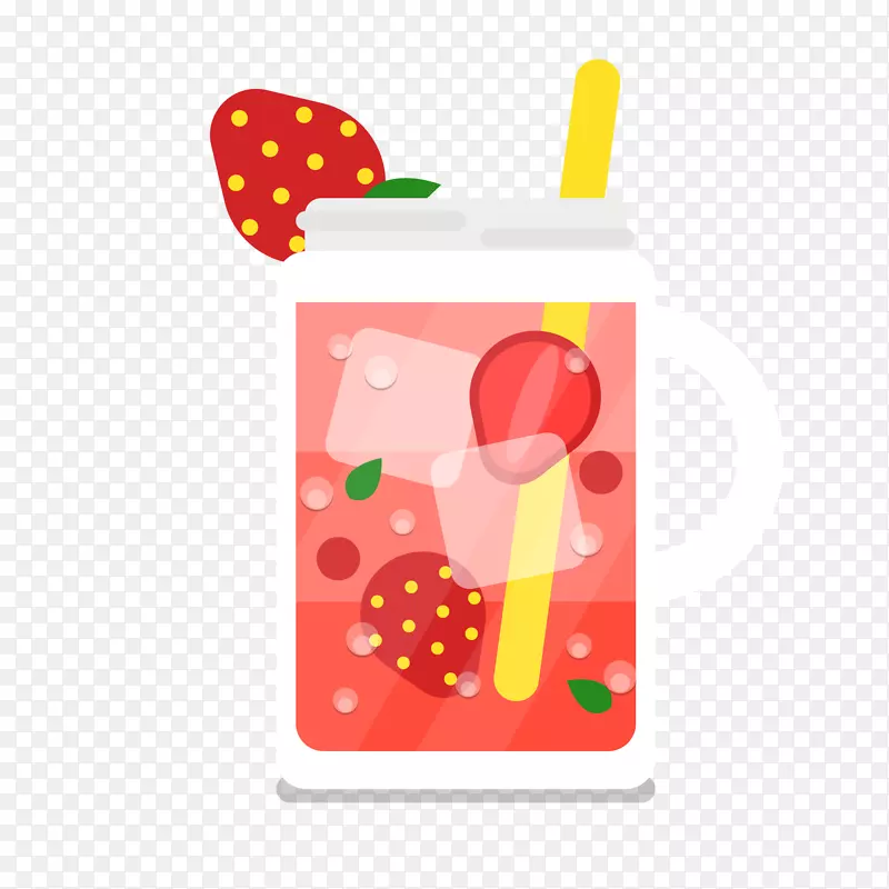 红色卡通草莓汁矢量图