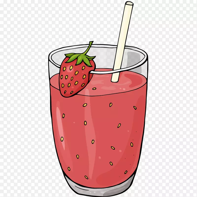 新鲜草莓汁矢量插画