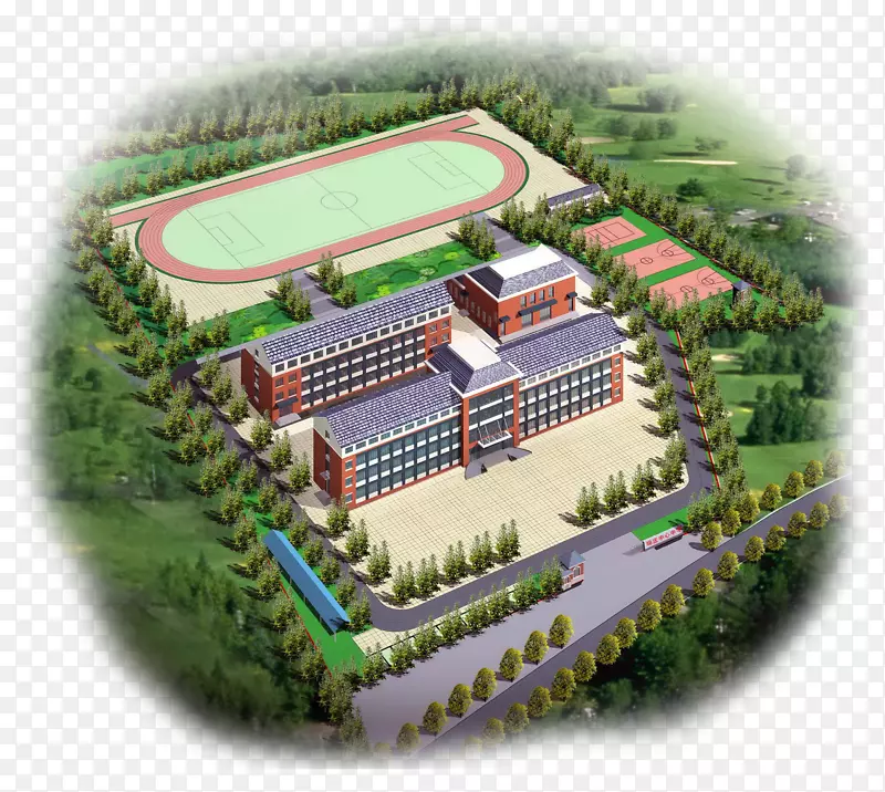 被绿化带包围的学校