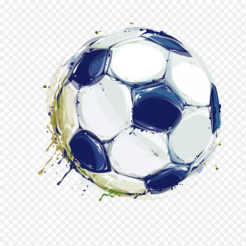 彩色水墨足球体育运动元素