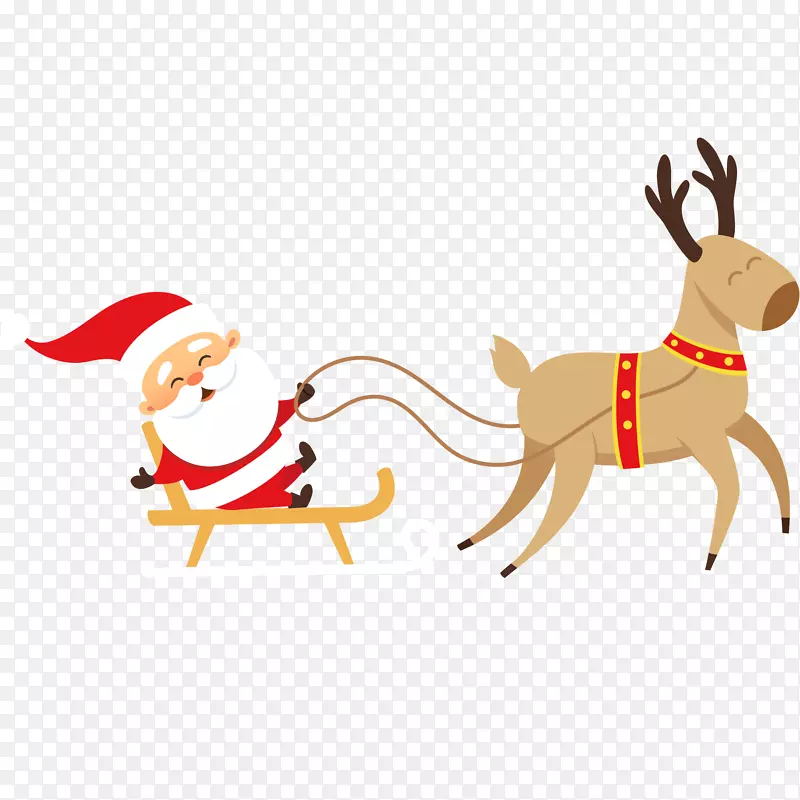 圣诞老人和驯鹿免抠PNG