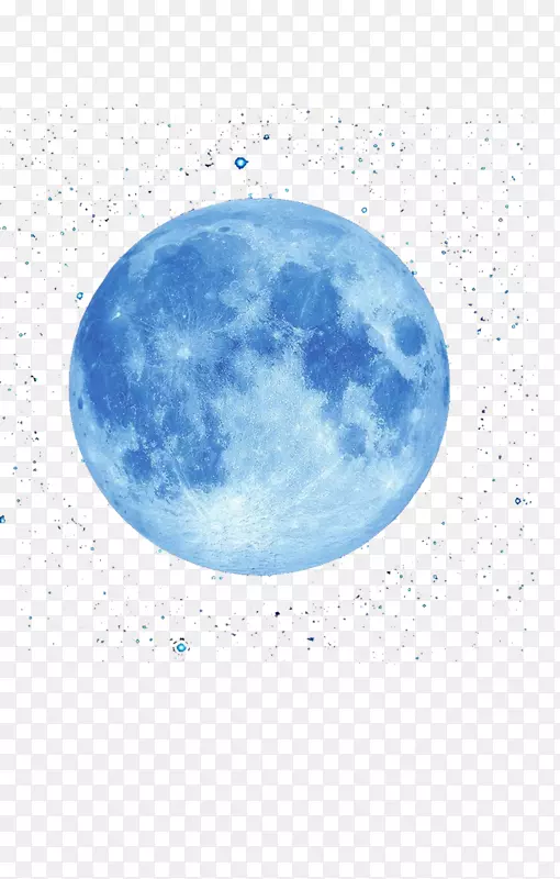 手绘蓝色月亮免抠图