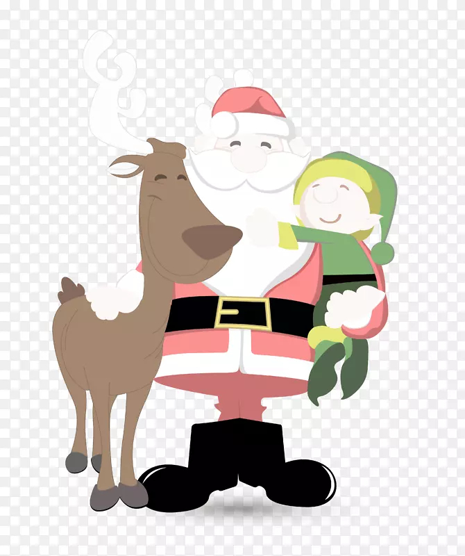 圣诞老人驯鹿和孩子