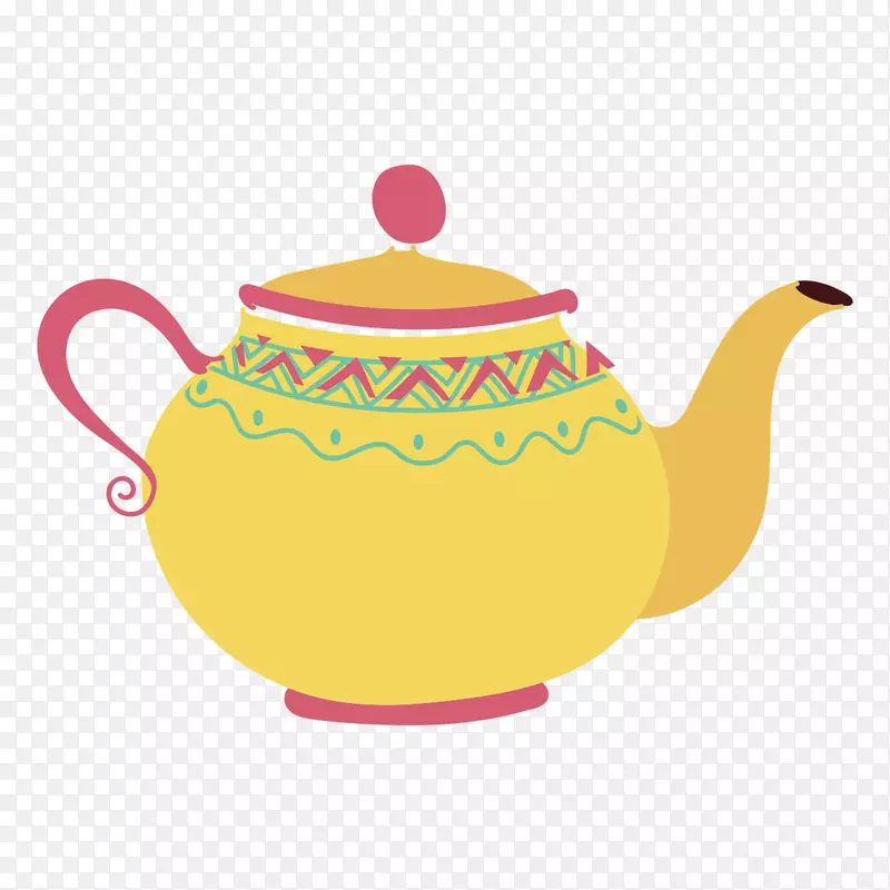 矢量黄色茶壶