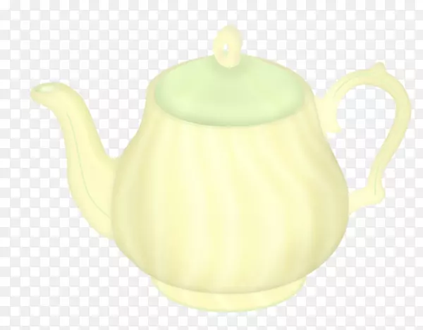 卡通浅黄色条纹茶壶