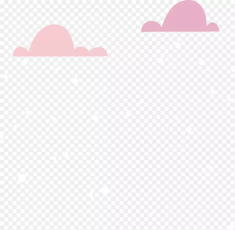 可爱扁平粉红色的云朵和雪花矢量