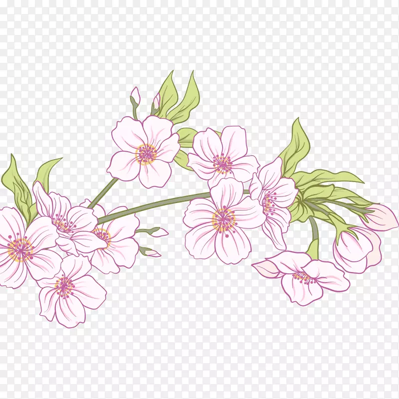 时尚矢量手绘樱花插画
