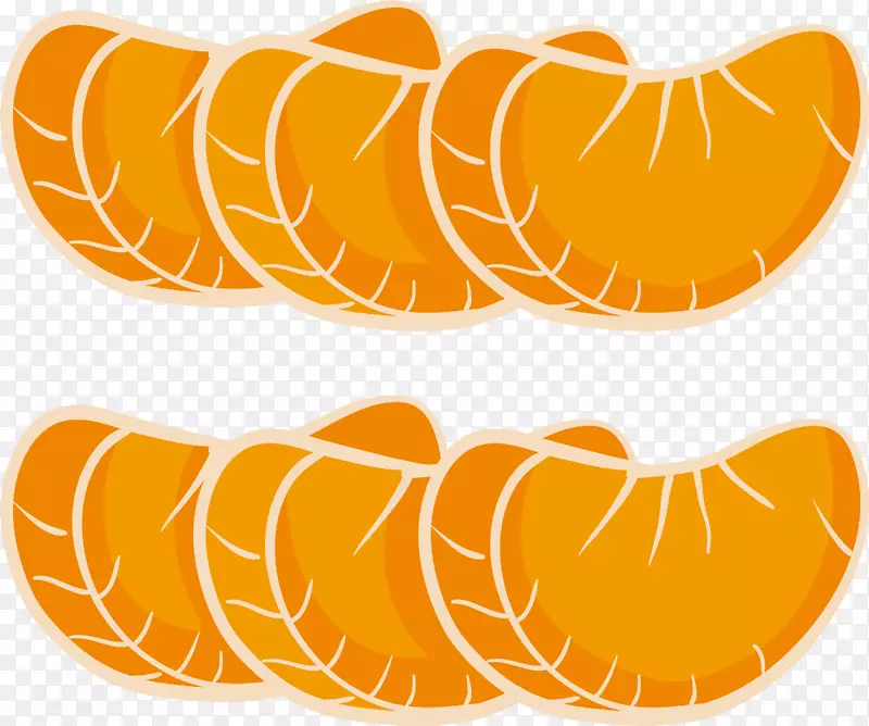 剥开的矢量卡通果肉柑橘