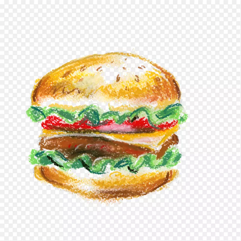 水彩手绘汉堡包食物设计