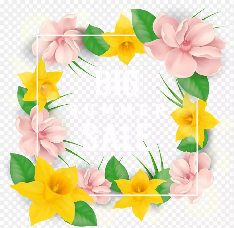 梦幻黄色百合花边框