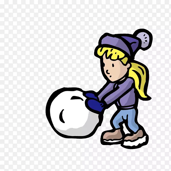 推雪球的女孩