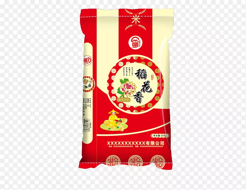 红色稻花香袋装米产品设计