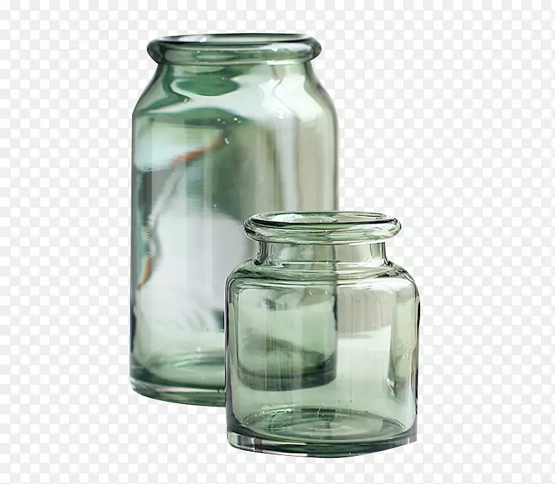 绿色玻璃瓶花瓶素材