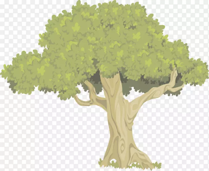 卡通手绘树木古榕树风景漫画