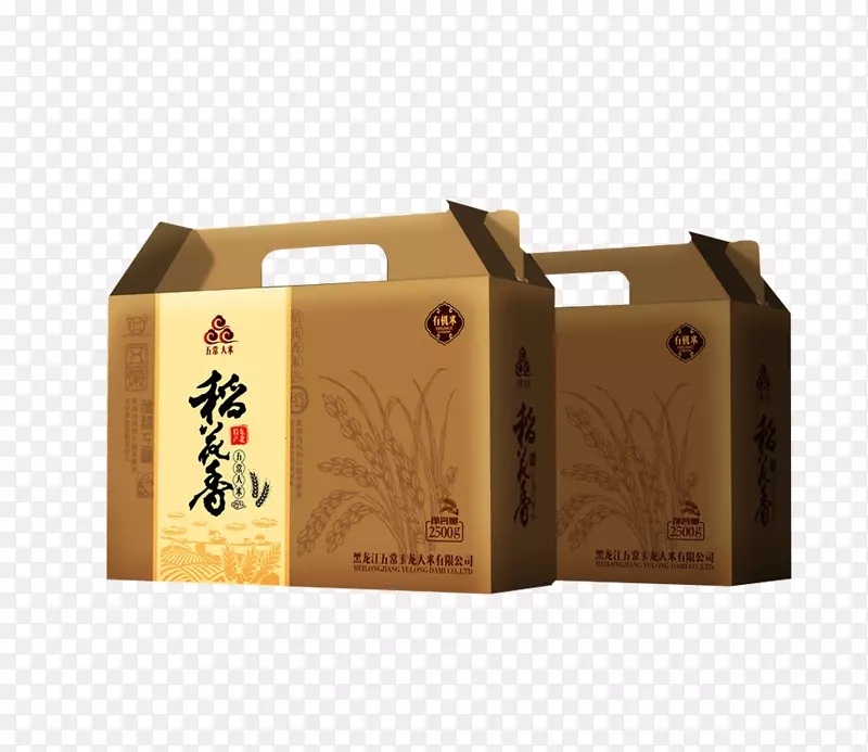 梯形稻花香袋装米礼盒产品设计