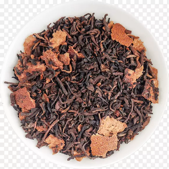 白色瓷盘装茶叶陈皮普洱