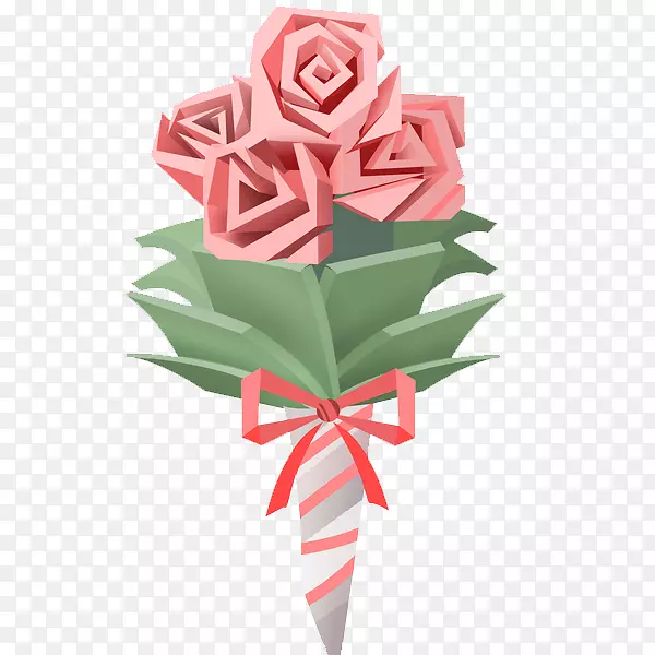 卡通粉色折纸玫瑰花