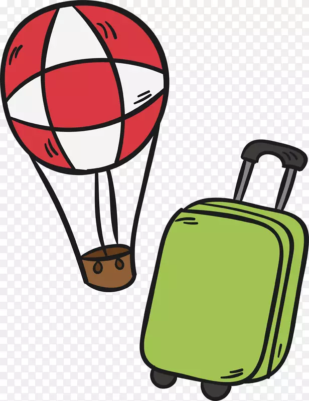 拉杆箱热气球旅游出行元素图标矢